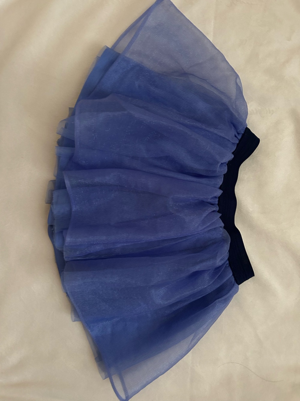 Blue Tulle Mini Skirt with Dark blue Waistband